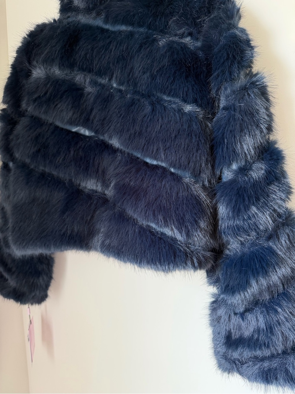 Avec Les Filles navy blue Faux mink Fur Jacket - Picture 6 of 9